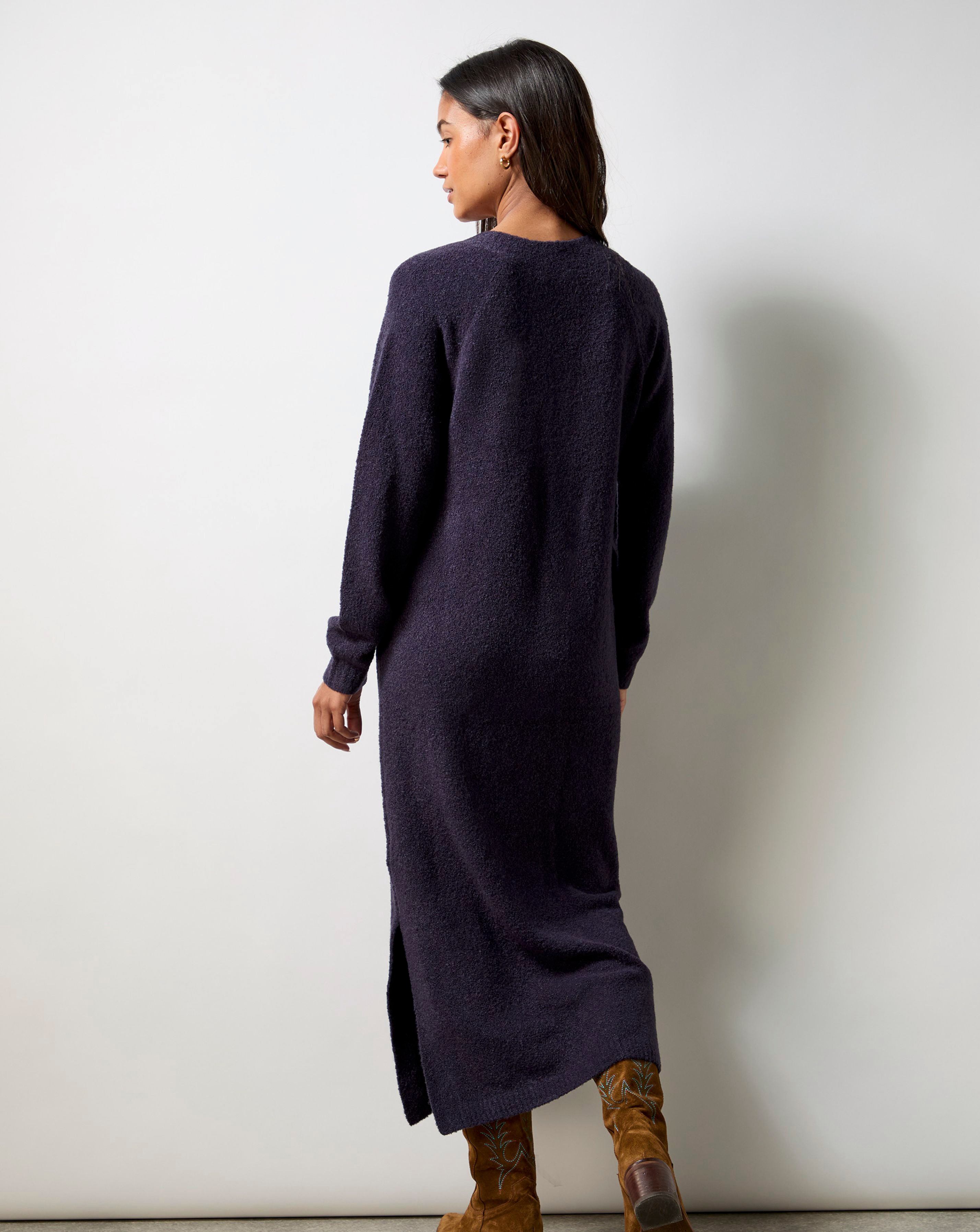 Ro&Zo Navy V Neck Textured Knit Dress JD Williams