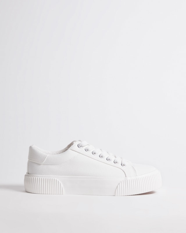 Sicilly Canvas Trainers Chunky Ribbed Sole - Wide Fit (E)