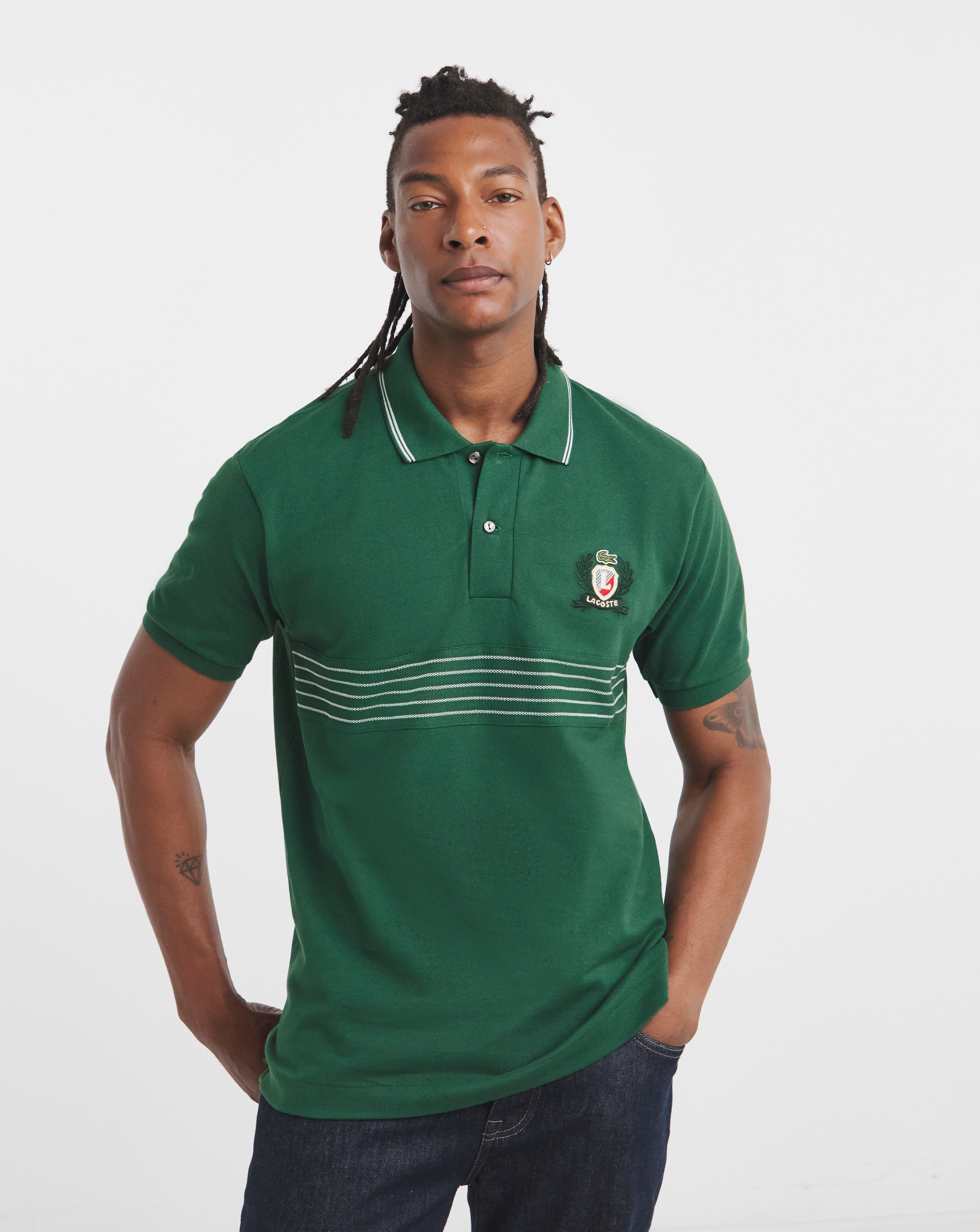 Lacoste Short Sleeve Tennis Embroidered Polo - Dark Green | JD