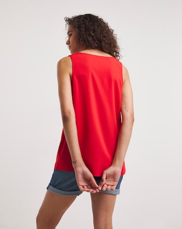 Red V Neck Woven Vest