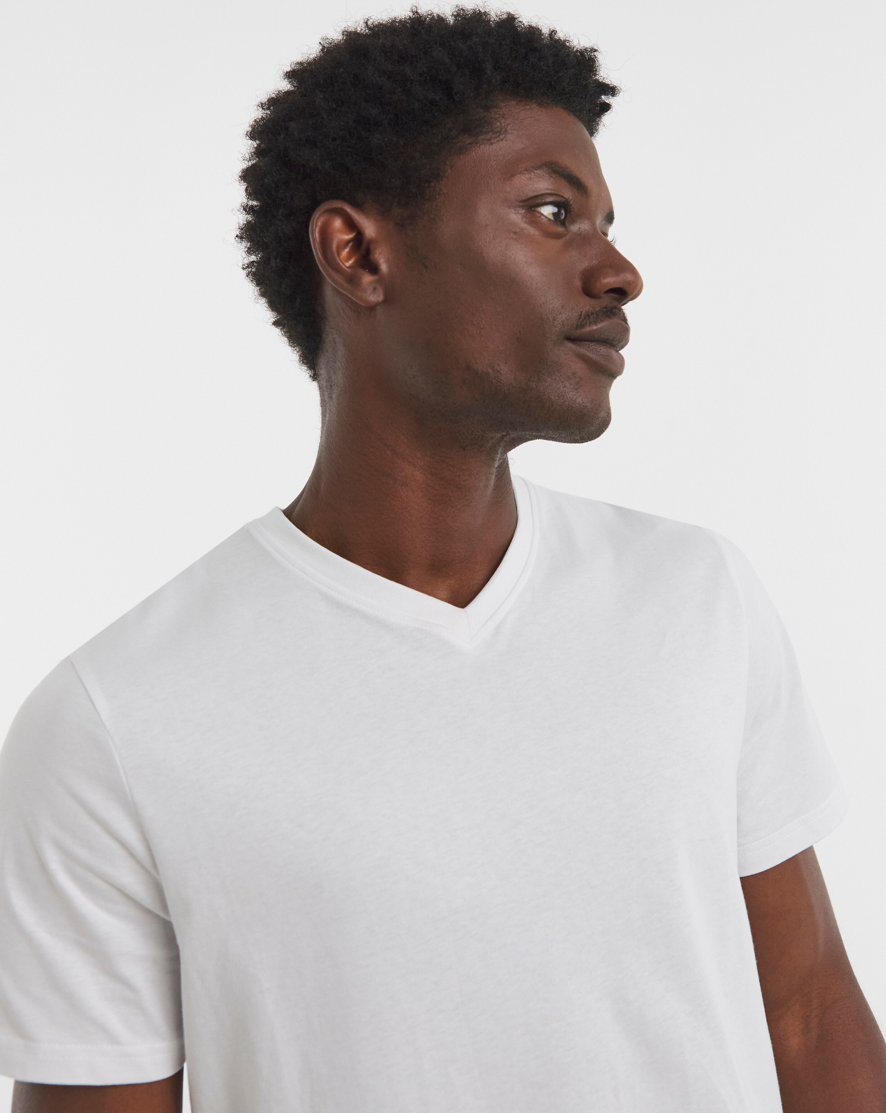 Pure Cotton V-Neck T-Shirt- White