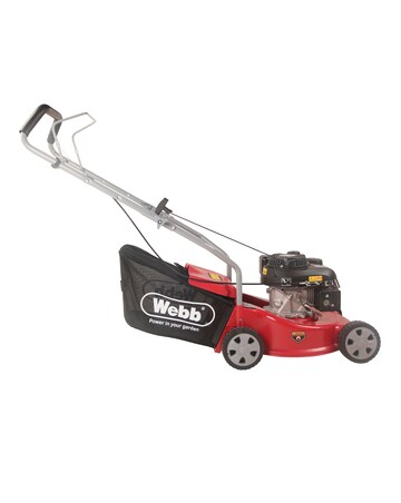 Webb Dynamic 39cm Hand Push Petrol Lawnmower with Polydeck