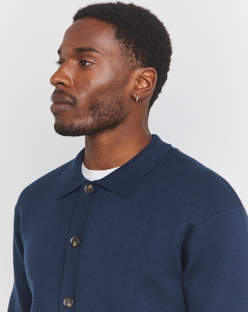 Navy Soft Touch Collared Cardigan