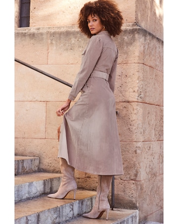 Sosandar Corduroy Belted Midi Shirt Dress With Pockets