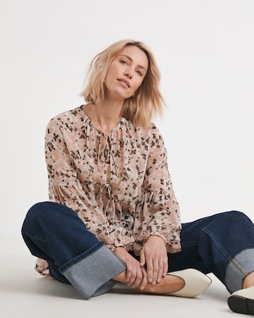 Georgette Blouson Sleeve Tie Detail Blouse