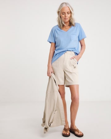 Julipa Linen Mix V-Neck Pocket T-Shirt