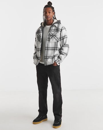 Hooded Borg Lined Check Overshirt