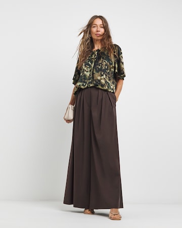 Womens Satin Angel Sleeve Top - Animal