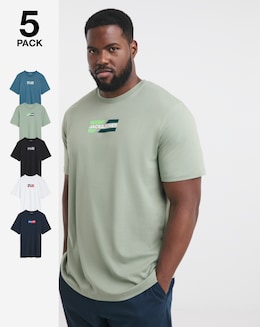 Jack &amp; Jones Corp Logo T-Shirt 5 Pack - Multi