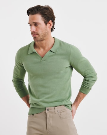 Green Knitted Trophy Neck Polo