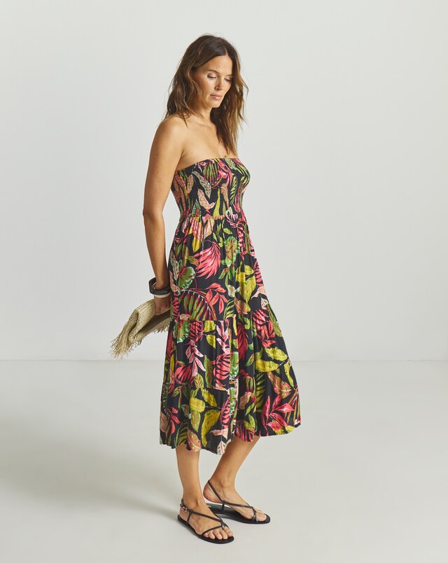 Beach To Beach Shirred Bandeau Beach Dress