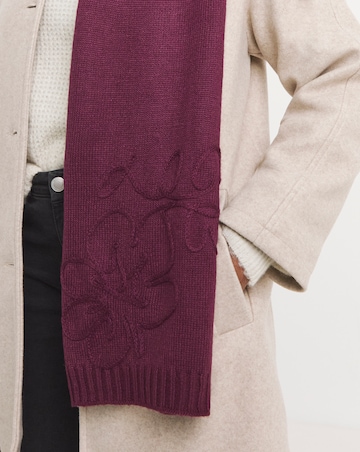 Floral Embroidered Knitted Scarf
