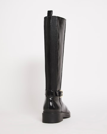 Elasticated Back Buckle High Leg Boot EEE Fit Standard Calf