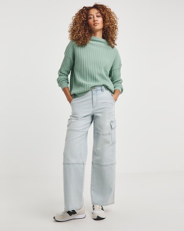 Wide Rib Funnel Neck Jumper