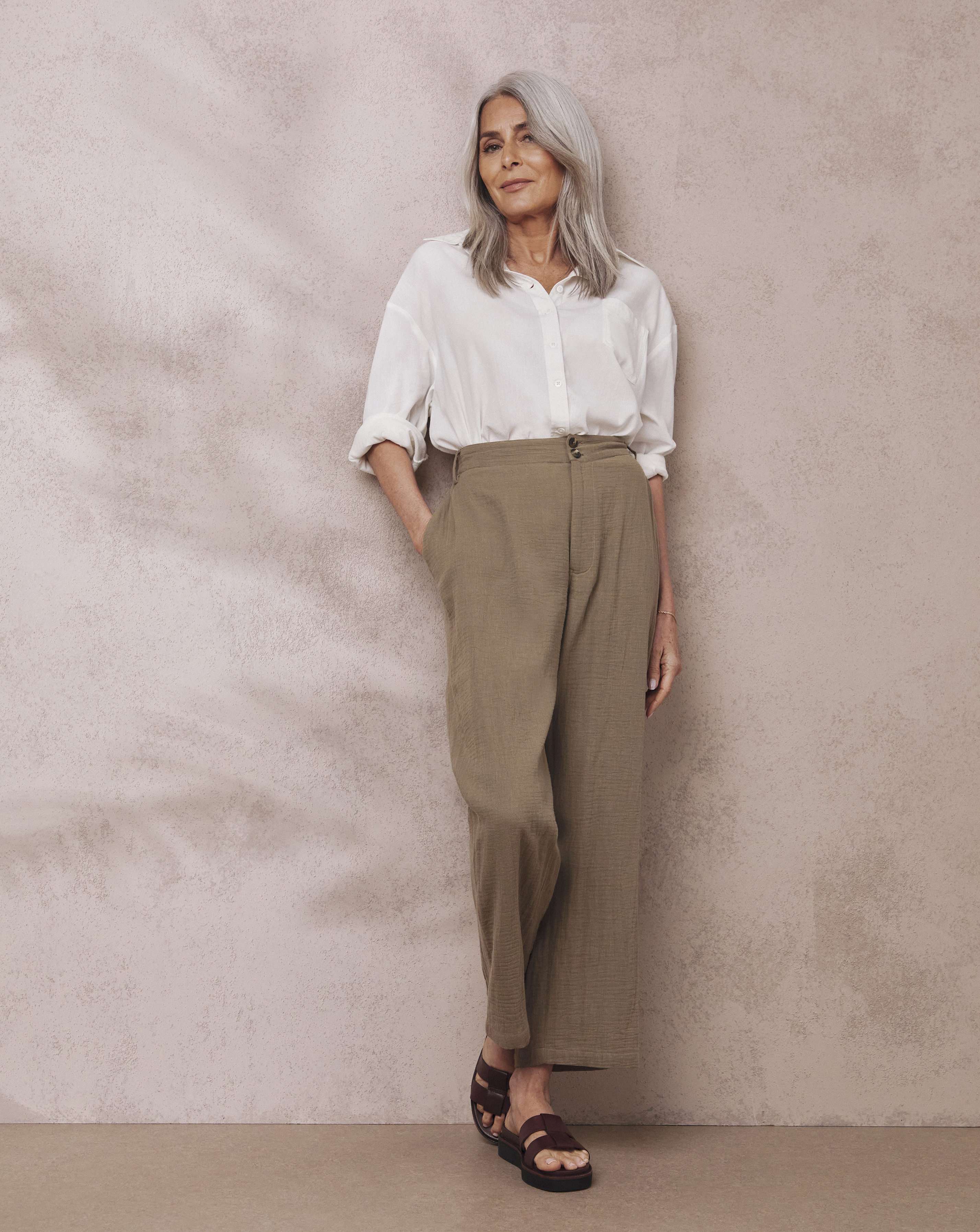 Julipa Truffle Ankle Grazer Pure Cotton Trouser