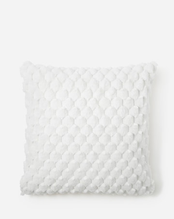 Scallop Faux Fur Cushion - Ivory