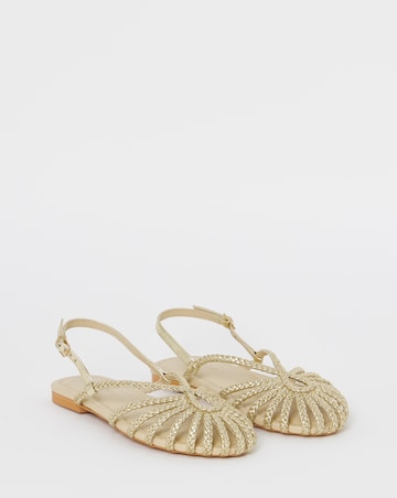 Latrice Leather Woven Detailing Flat Shoes - Wide Fit (E)