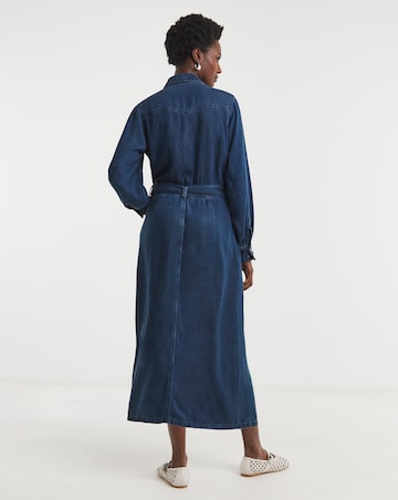 Mid Blue Lyocell Denim Midi Dress