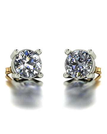9ct Gold 1.00ct Total Eq Moissanite Earrings
