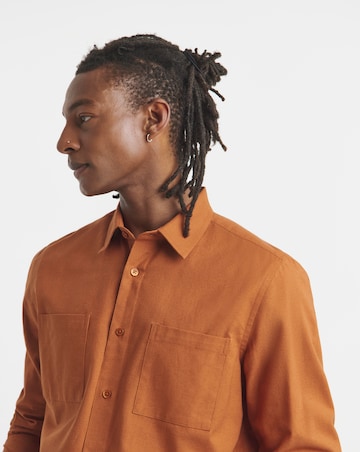 Long Sleeve Linen Blend Shirt Long