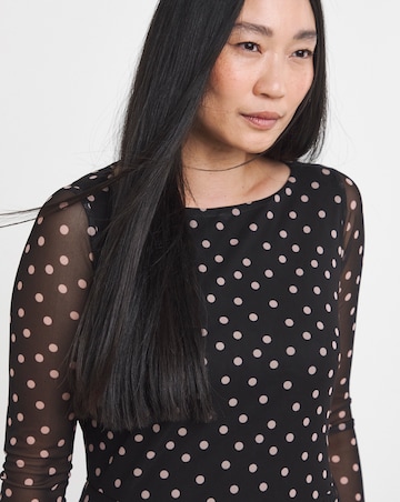 Mesh Pleated Ballet Slash Neck Dress