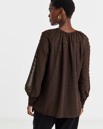 Dobby Raglan Sleeve Blouse