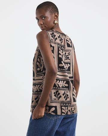 Slash Neck Linen Mix Shell Top