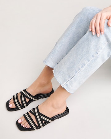 Simply Be Mabel Crossover Strap Flat Mule Sandals - Wide Fit (E)