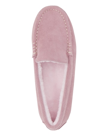 Leona Classic Suede Moccasin Slipper - Wide Fit (E)