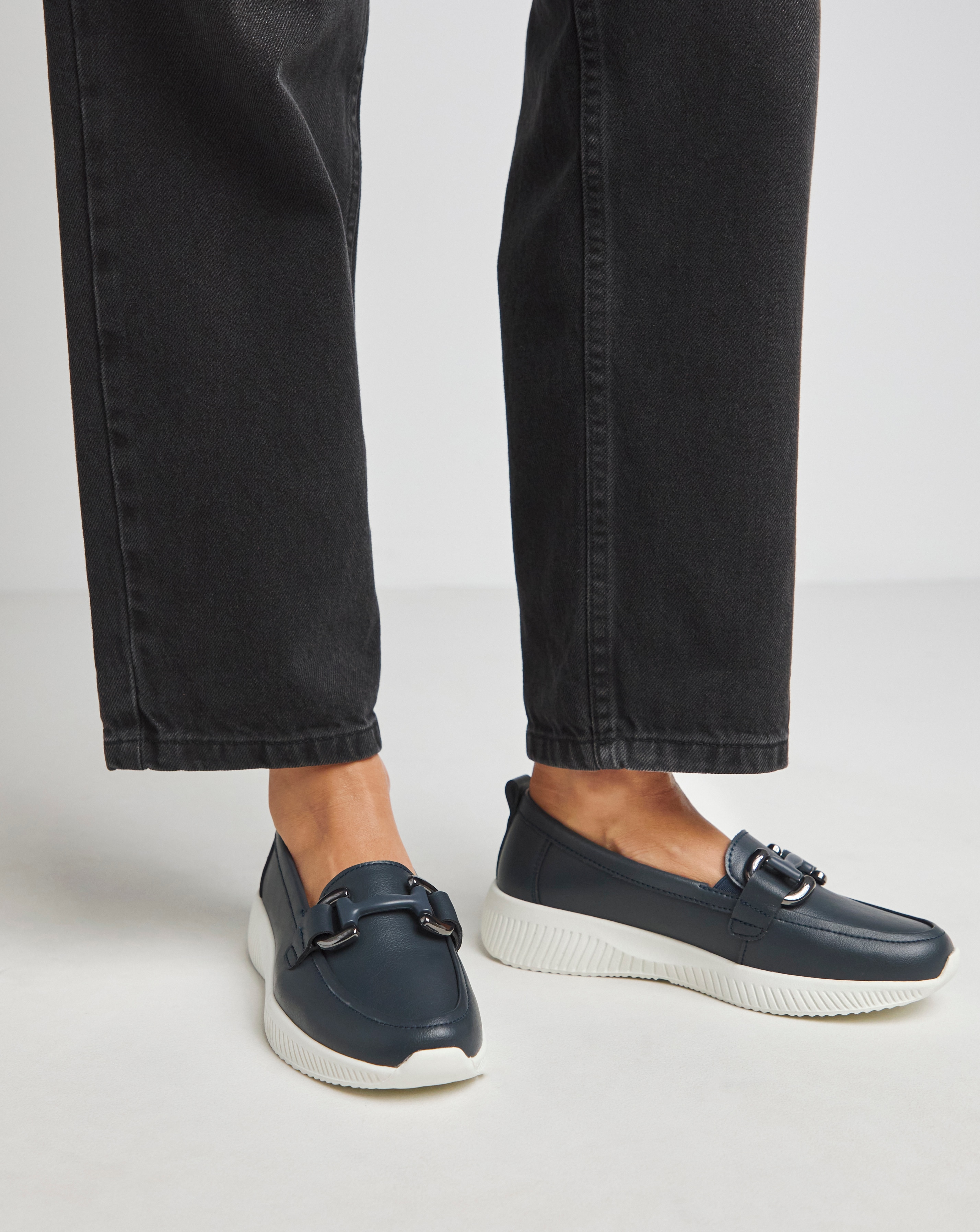 Heavenly Soles Lynn Sporty Loafers With Trim - Extra Wide Fit (EEE