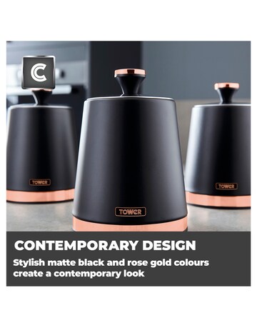 Tower Cavaletto Set of 3 Canisters Black