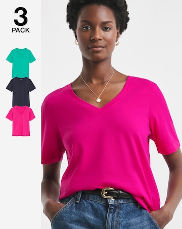 Pure Cotton 3 Pack V-Neck T-Shirts