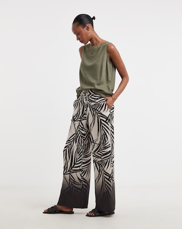 Printed Textured Wide Leg Trousers