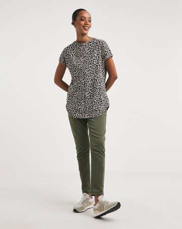 Leopard Print Short Sleeve Longline Top