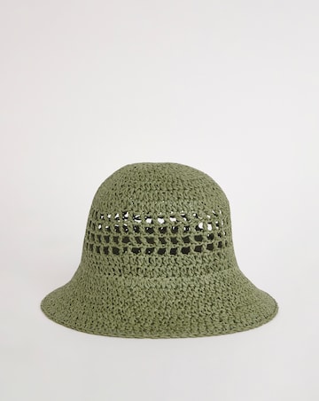 Khaki Crochet Straw Hat