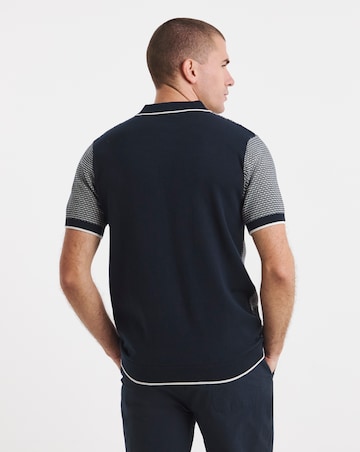 Geo Patterned Short Sleeve Knitted Polo