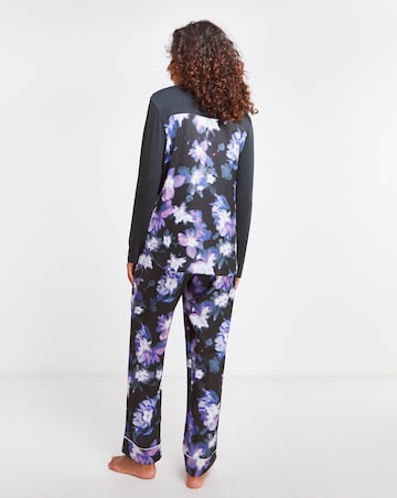 Figleaves Stretch Satin and Jersey Pyjama Set