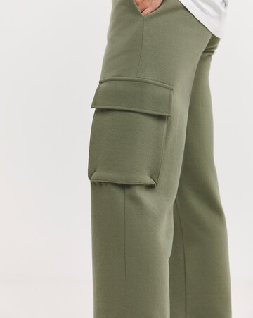 Khaki Wide Leg Cargo Joggers