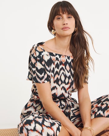 Textured Crinkle Tie Strap Jumpsuit