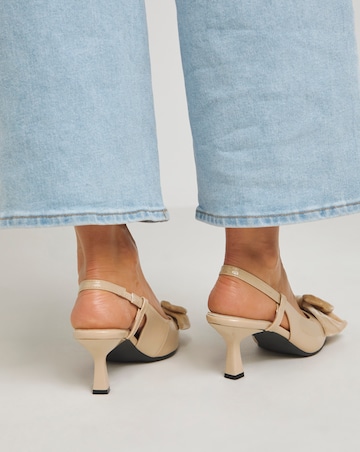 Jackie Oversized Bow Slingback Heeled Pointed Court Shoes - Wide Fit (E)