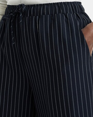 Soft Pull On Navy Pinstripe Wide Leg Trousers
