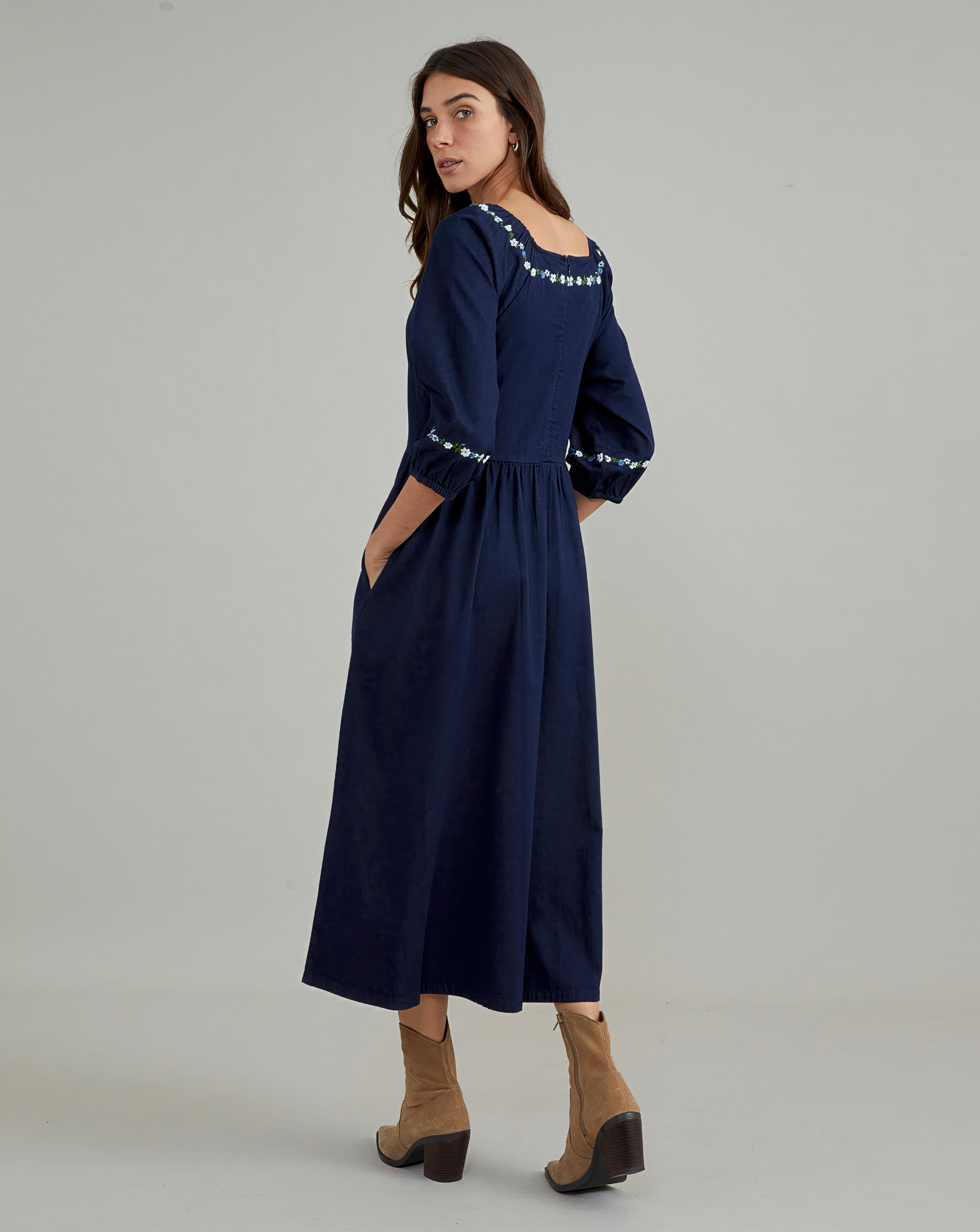 Nobody's Child Garland Embroidered Denim Midi Dress | JD Williams