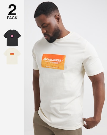 Jack & Jones Charge Logo T-Shirt 2 Pack - Multi