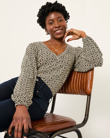 FatFace Margot Ikat Geo Print Top