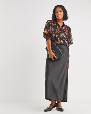 Floral Print Shirt With Extreme Shirred Cuff