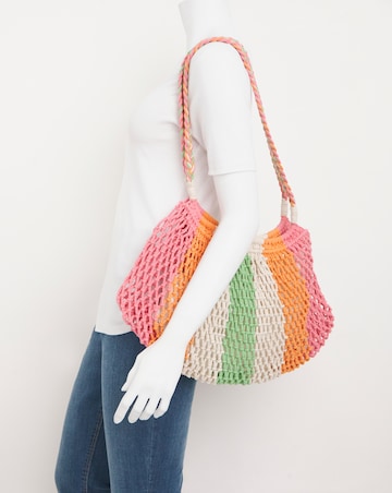 Multi Stripe Crochet Shopper Bag