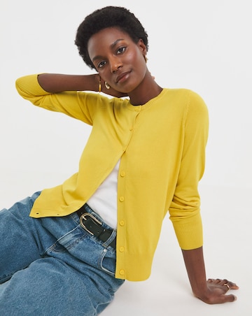 Yellow Crew Neck Cardigan