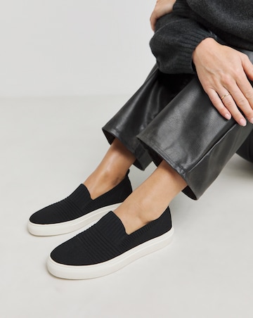Felicity Stretch Textile Slip On Trainers - Wide Fit (E)