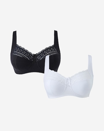 Pretty Secrets (2 Pack) Jane Non Wired Bras (C-F) White/Black