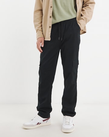 Linen Blend Fully Elasticated Cargo Trouser